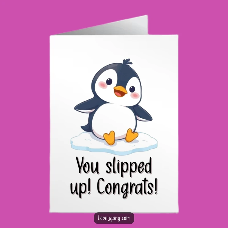 Free Printable Congrats Card: Penguin Wipeout - Funny Downloadable Celebration!