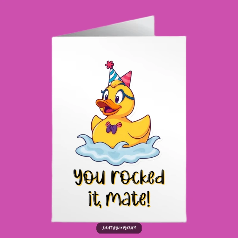 Free Printable Congrats Card: Rubber Ducky Celebration Splash - Funny Downloadable Gift