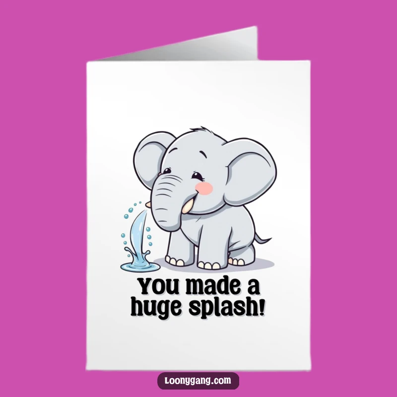 Free Printable Elephant Congrats Card: Giggling Success Splash Downloadable