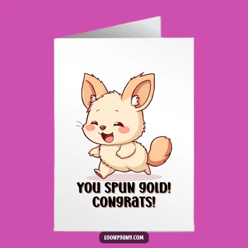 Free Printable Giggling Creature Congrats Card: Humorous Tail Chase Downloadable