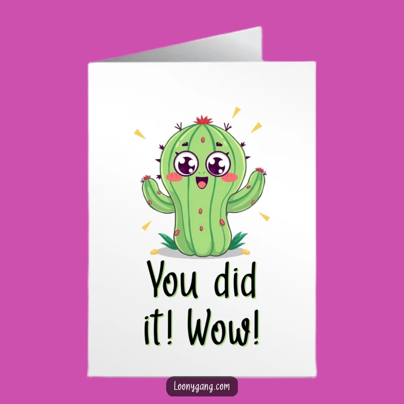 Free Printable Congrats Card: Spinning Cactus Cheering You On - Fun Downloadable