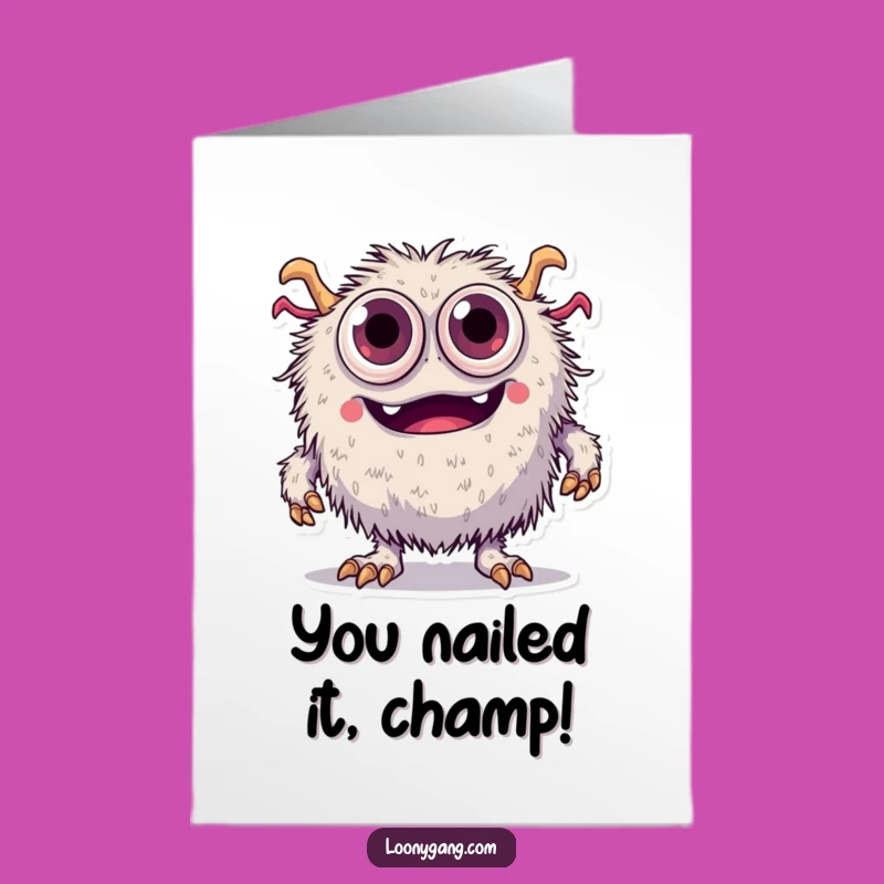 Free Printable Congrats Card: Tripping Monster, LOL Downloadable Gift for Celebrating Despite Stumbles