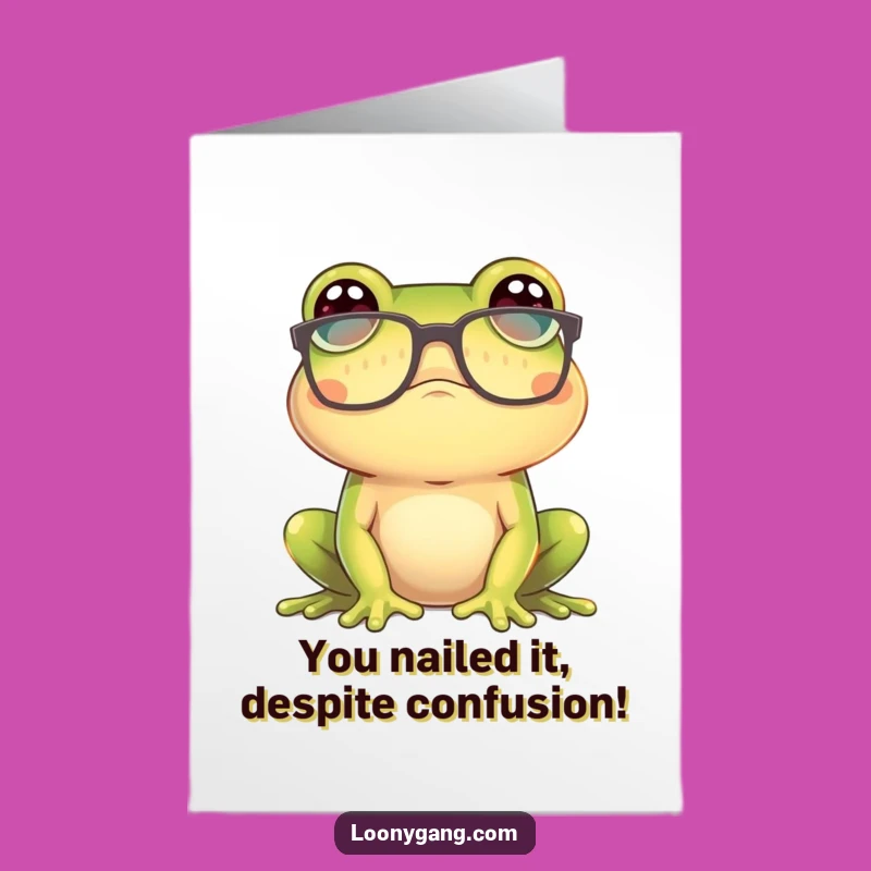 Free Printable Congrats Card: Confused Frog Glasses, funny downloadable gift!
