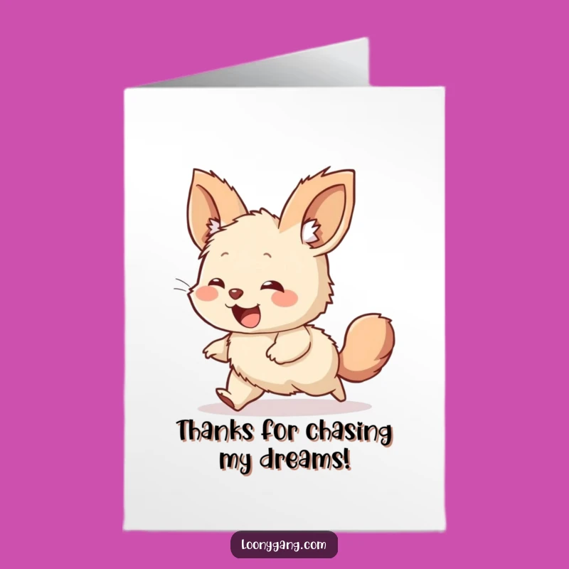 Free Printable Giggling Creature Thank You Card: Funny Tail Chase Downloadable