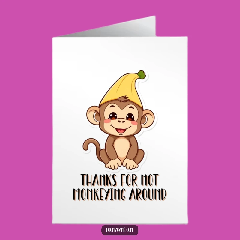 Free Printable Monkey Thank You Card: Banana Peel Gratitude Downloadable