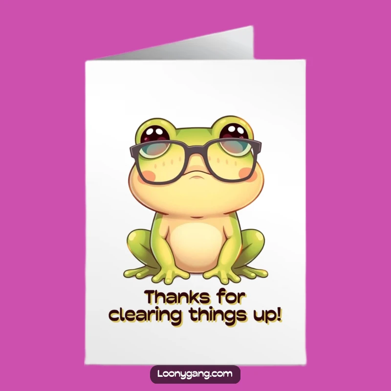 Free Printable Thank You Card: Confused Frog Glasses, funny downloadable gift!
