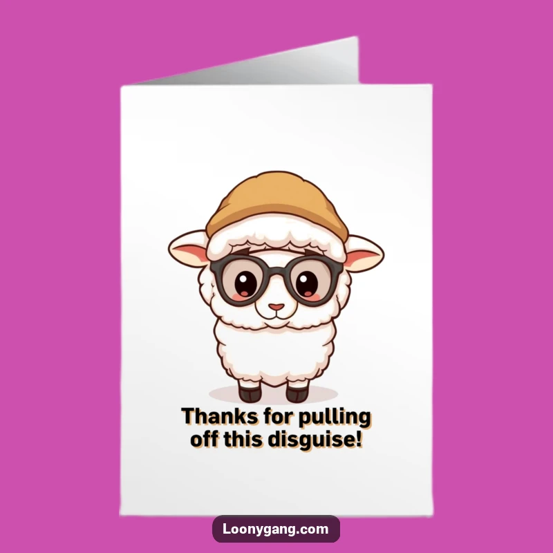 Free Printable Thank You Card: Silly Sheep Disguise, funny downloadable gift!