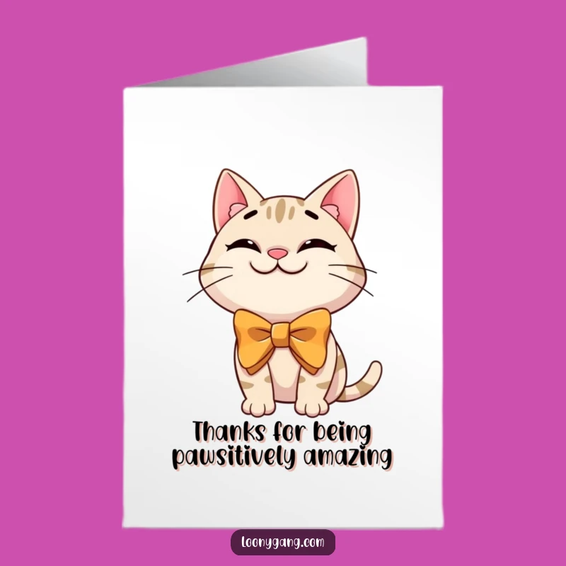 Free Printable Cat Thank You Card: Funny Bowtie Cat Gift