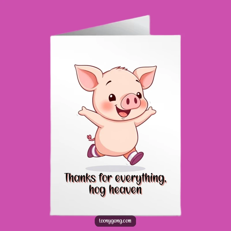 Free Printable Piggy Thank You Card: Funny Socks Piglet Gift