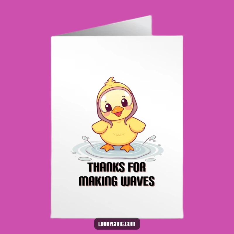 Free Printable Thank You: Cheerful Duckling, Thankful Downloadable Card with Splashy Thanks