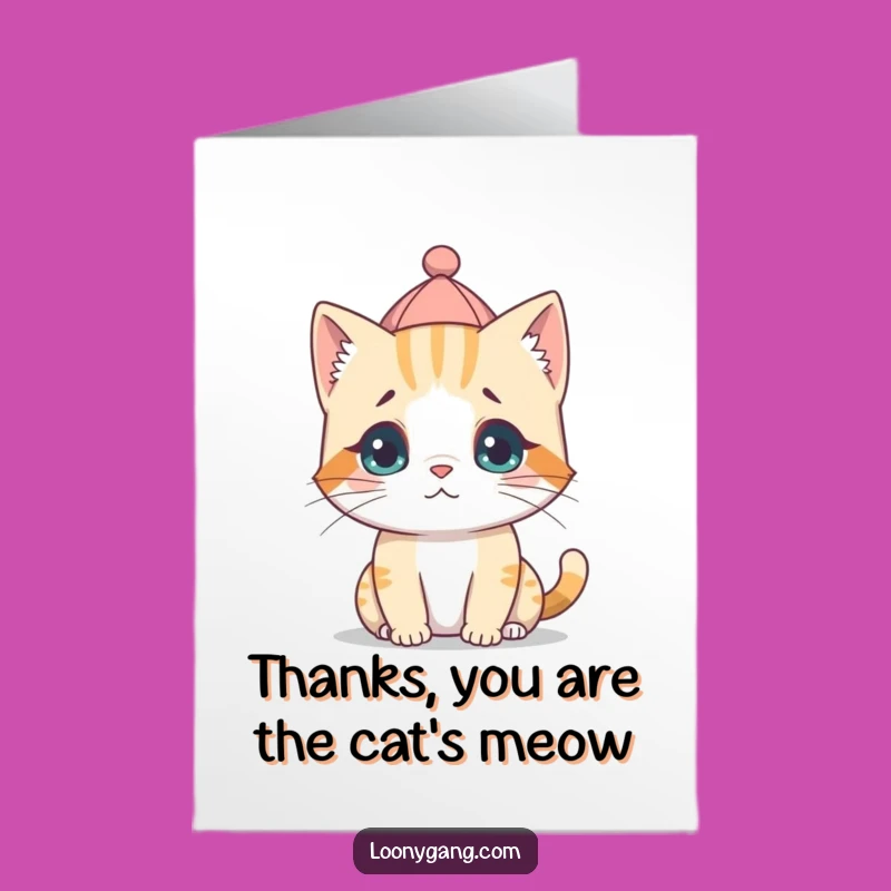 Free Printable Cat Thank You Card: Silly Hat Thanks Downloadable