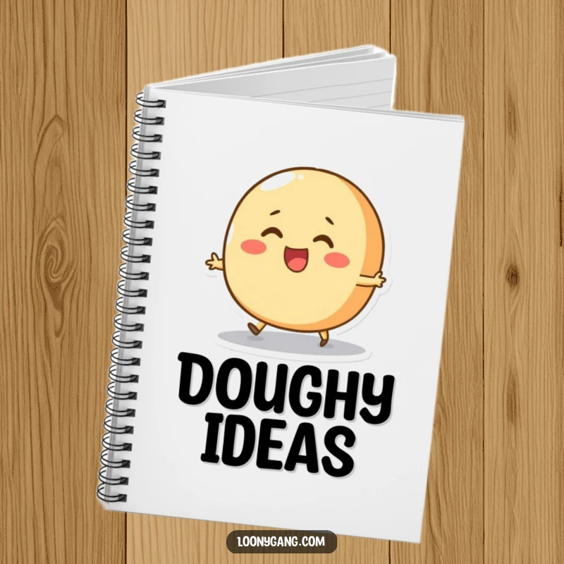 Funny Bread Roll Skip Notebook featuring a round, cheerful bread roll character attempting to skip with pure joy, inspiring creativity and smiles on every page.