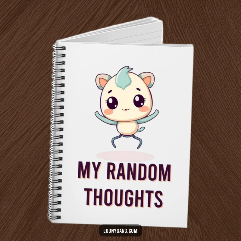 Funny Notebook cover showcasing a creature with springy legs, bouncing with boundless enthusiasm, perfect for jotting down funny thoughts.