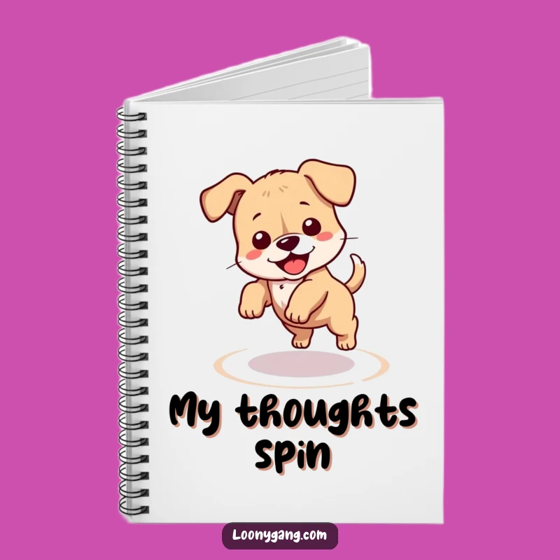 Funny Puppy Notebook: Journal with Clumsy Dog & Dizzy Tail Chase, Funny Gift