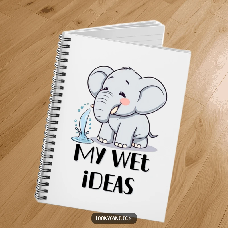 Funny Elephant Notebook: Comical elephant giggles while spraying water, perfect for notes and journaling.