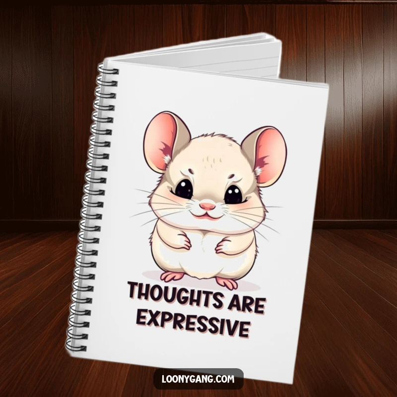 Funny chinchilla cub making a funny face, cute journal, perfect for notes.