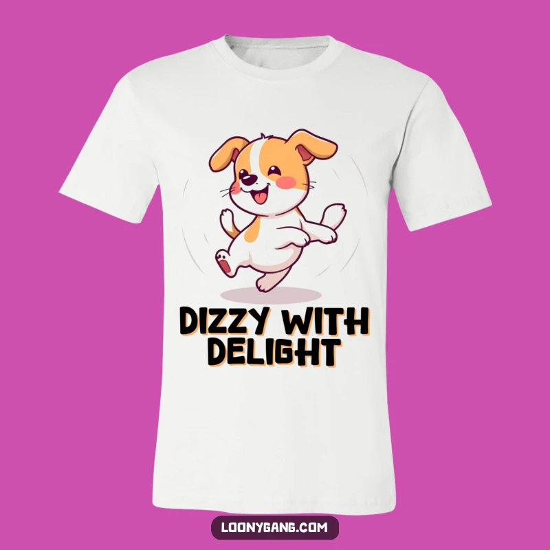 Funny Wobbly Dog T-Shirt: Dizzy Tail Chaser Playful Pup Tee