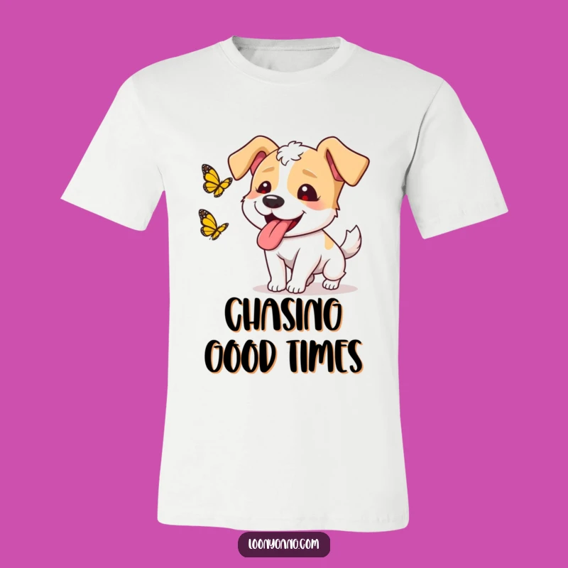Funny Dog Chasing Butterfly T-Shirt - Hilarious Tee for Dog Owners