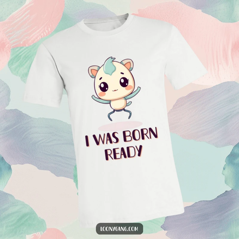 Funny T-Shirt with a creature on springy legs, hilariously bouncing with excitement, showcasing a playful and energetic vibe.