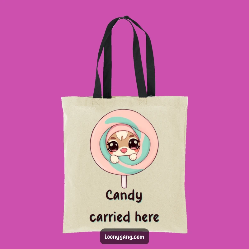 Funny Mischief Creature Tote Bag - Twinkling Eyes, Lollipop Carry-All Gift