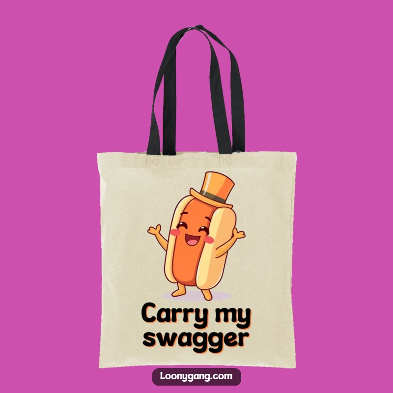 Funny Hot Dog Jig Tote Bag: Top Hat Dance Style - Practical Funny Gift