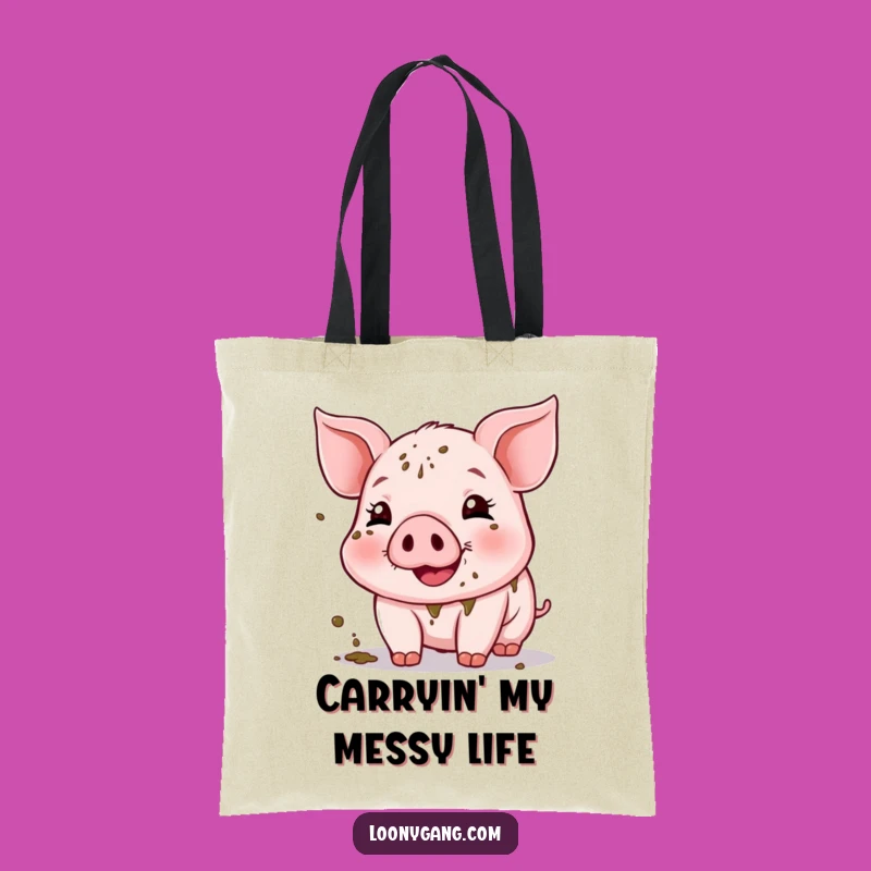 Funny Muddy Piglet Tote Bag: Carry Your Fun with this Adorable Farm Design
