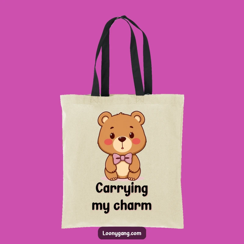 Funny Bear Cub Bowtie Tote Bag: Stylish Cartoon Bear Carrier, Excellent Funny Gift