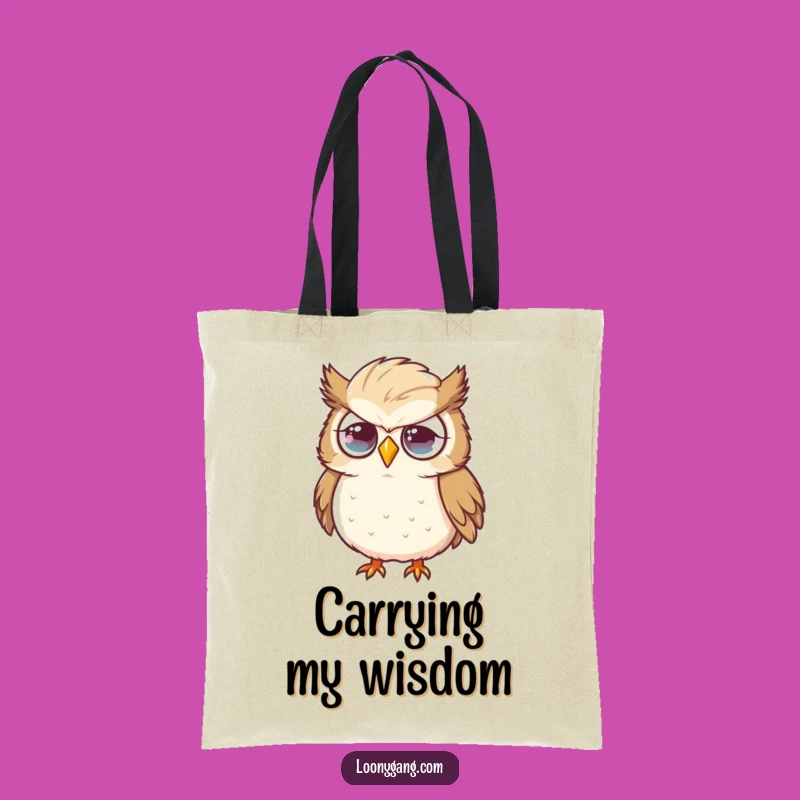 Funny Flustered Owl Tote Bag, Oversized Feather Carry-All, Humorous Gift Idea