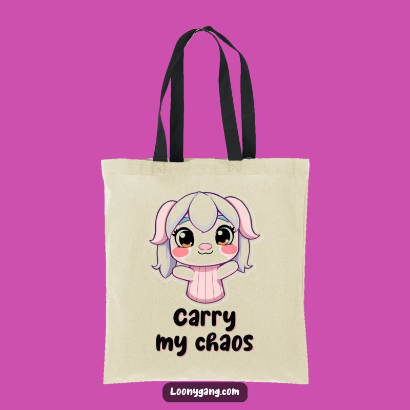 Funny Derpy Sock Puppet Tote Bag: Mismatched Eyes Style - Practical Gift