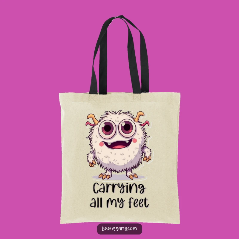 Funny Fuzzy Monster Tote Bag: Tripping Eyes - Carry Your Chaos!