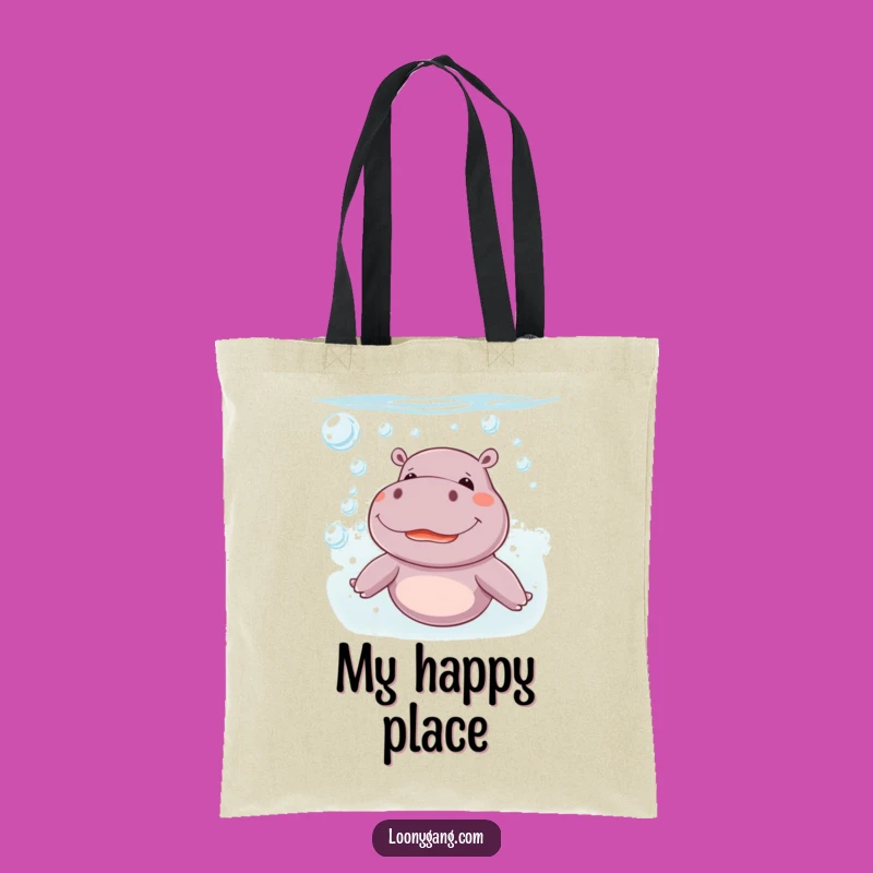 Funny Giggling Hippo Tote Bag: Carry Your Laughs, Chic Underwater Funny Gift