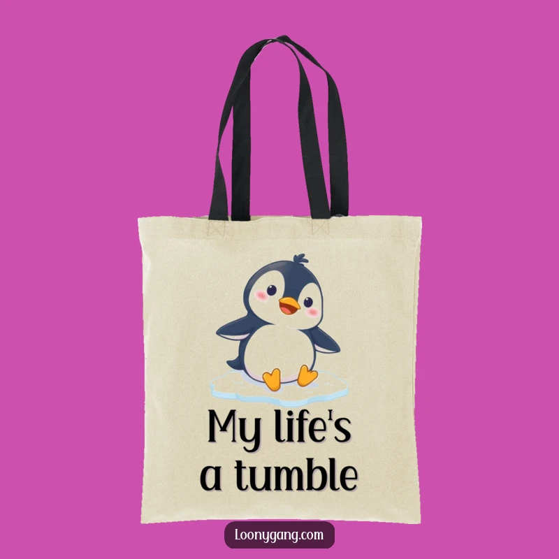 Funny Penguin Slipping Tote Bag: Chic Cartoon Carry-All for Everyday Fun