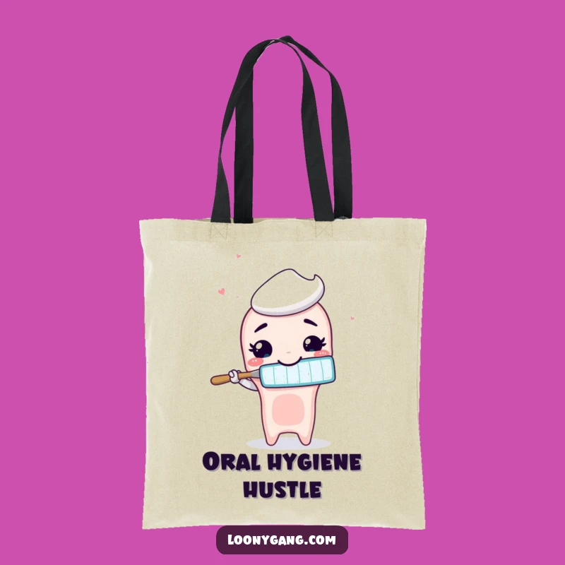 Funny Toothbrush Tote Bag: Silly Smile Brushing Air - Carry Your Humor!